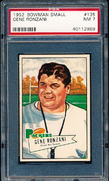 1952 Bowman Small Football- #135 Gene Ronzani, Green Bay Packers!- PSA NM 7 