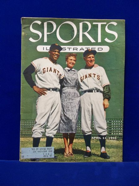 April 11, 1955 Sports Illustrated Magazine- Leo Durocher, Lorraine Day, and Willie Mays Cover- 1955 Topps Trading Card Paper Insert