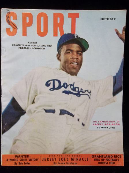 October 1951 Sport Magazine Bsbl.- Jackie Robinson on Cover