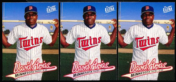 1997 Ultra Bb- #518 David Ortiz RC, Twins- 3 Cards