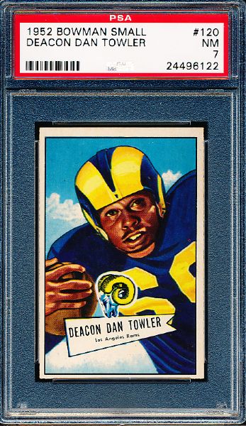 1952 Bowman Football- #120 Deacon Dan Towler, Rams- PSA NM 7 