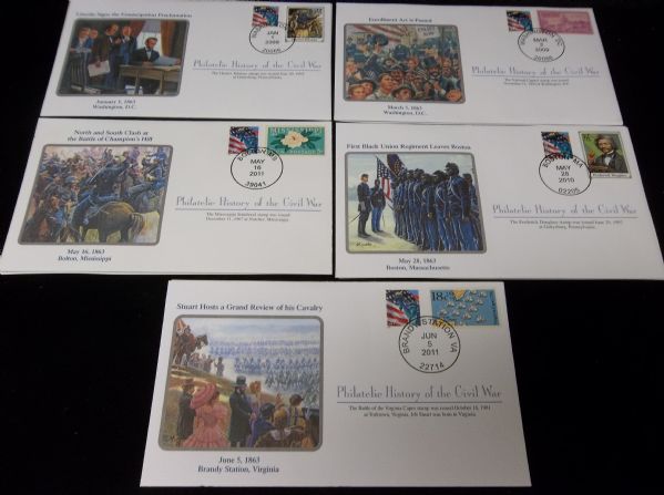 1990 Postal Commemorative Society Philatelic History of the Civil War Mort Kunstler FDC’s- 10 Diff.