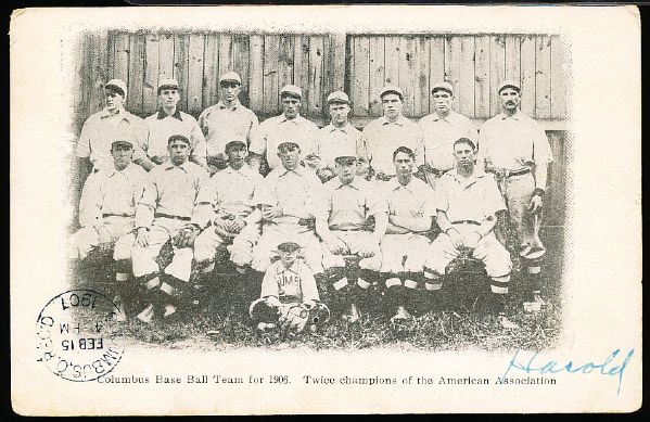 1906/07 Columbus Dispatch- Columbus Senators Baseball Team Postcard