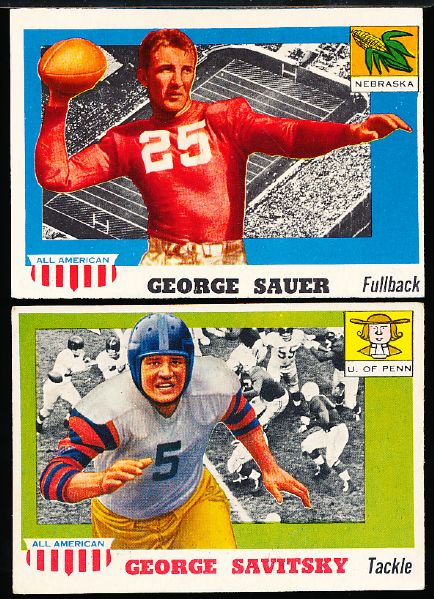 1955 Topps All American Fb- 2 Cards