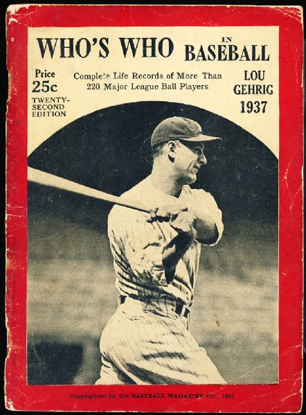 1937 Who’s Who in Baseball- Lou Gehrig on Cover