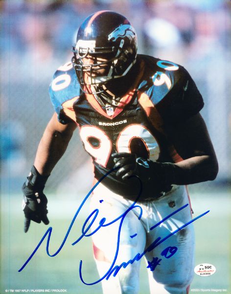 Neil Smith Autographed Denver Broncos Ftbl. Color 8” x 10” Photo- SGC Authenticated