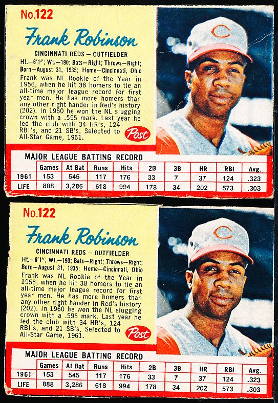 Lot Detail - 1962 Post Baseball- #122 Frank Robinson, Reds- 4 Cards