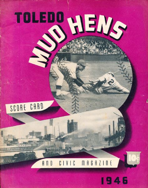 1946 Toledo Mud Hens Baseball Program (Pete Gray on Mud Hens) vs. St. Paul