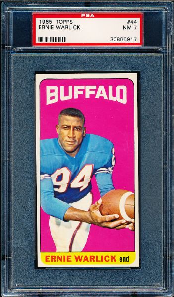 1965 Topps Football #44 Ernie Warlick, Bills- PSA Graded NM 7