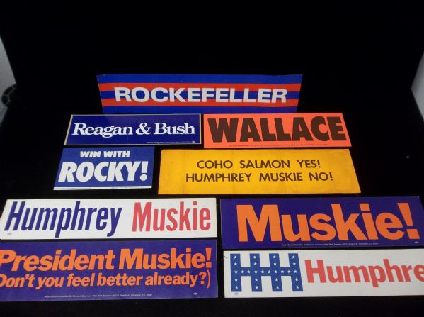 Clean-Up Lot of 18 Diff. Presidential Bumper Stickers