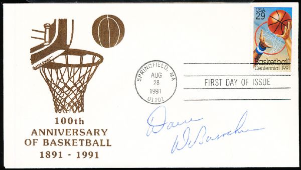 August 28, 1991 Scott MacEwen 100th Anniversary of Basketball FDC Cachet- Autographed by Dave DeBusschere