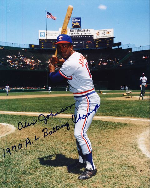 Alex Johnson Autographed Texas Rangers Color 8” x 10” Photo