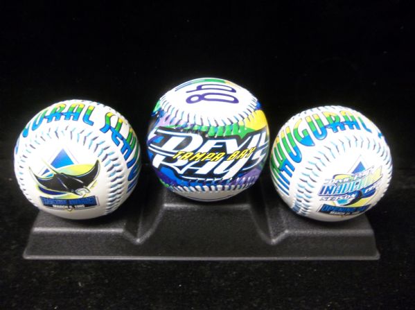 1998 McDonald’s FotoBall Tampa Bay Devil Rays Inaugural Season Collector Set of 3 Balls with Base