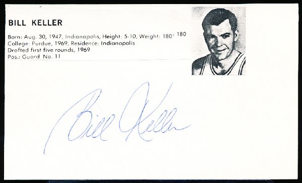 Billy Keller Autographed Bskbl. Index Card