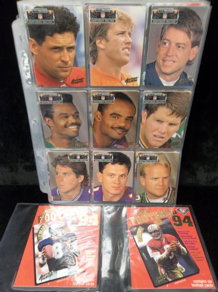 1994 Action Packed Football- Complete Set of 198- in pages with Quarterback Challenge Set of 12, Braille Set of 12, and 8 Signatures insert cards