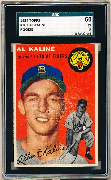 1954 Topps Baseball- #201 Al Kaline, Tigers- Rookie! - SGC 60 (Ex 5)