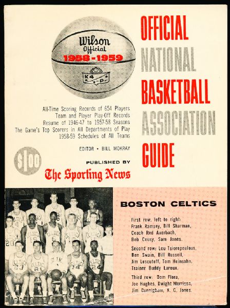 1958-59 Wilson/TSN Official NBA Guide- Celtics Cover!