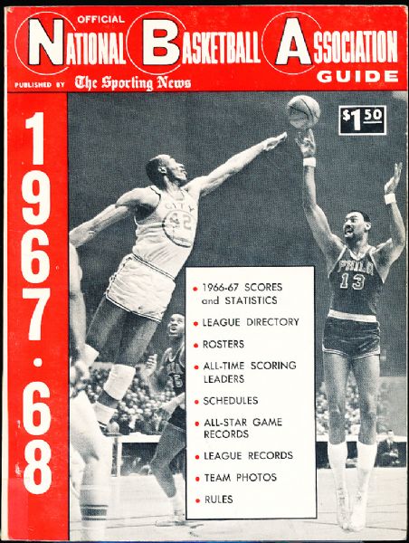 1967-68 The Sporting News Official NBA Guide- Wilt Chamberlain/ Nate Thurmond Cover