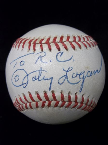 Johnny Logan Autographed Official NL William White Bsbl.