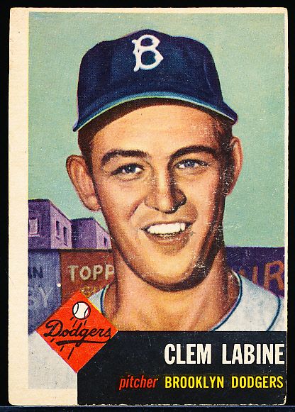 1953 Topps Baseball- #14 Clem Labine, Dodgers