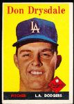 1958 Topps Baseball- #25 Don Drysdale, Dodgers