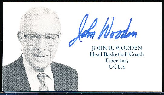 John Wooden Autographed Business Card