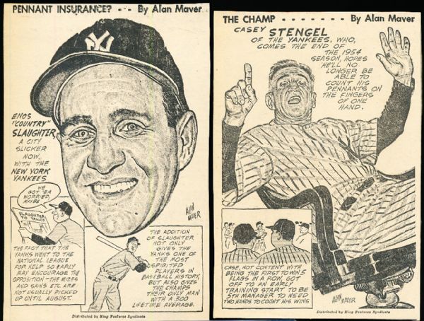 1950’s King Features Newspaper MLB Caricatures- 5 Diff. New York Yankees