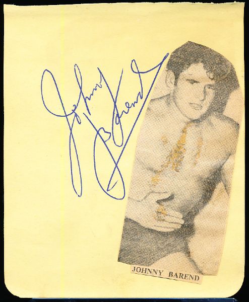 Johnny Barend Autographed Wrestling Album Page