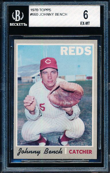 1970 Topps Baseball- #660 Johnny Bench, Reds- Beckett 6 (Ex-Mt)