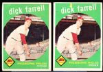 1959 Topps Bb- #175 Dick Farrell, Phillies- 2 Cards