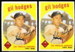 1959 Topps Bb- #270 Gil Hodges, Dodgers- 3 Cards