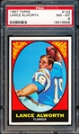 1967 Topps Football- #123 Lance Alworth, Chargers- PSA Nm-Mt 8