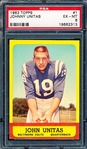 1963 Topps Football- #1 John Unitas, Colts- PSA Ex-Mt 6
