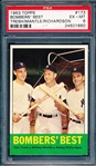 1963 Topps Baseball- #173 Bomber’s Best- Tresh/ Mantle/ Richardson- PSA Ex-Mt 6 