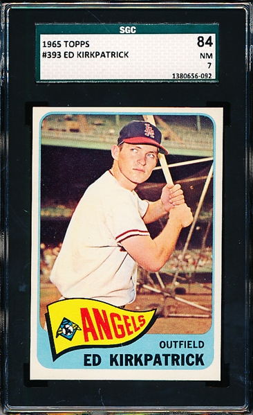 1965 Topps Baseball- #393 Ed Kirkpatrick, Angels- SGC 84 (NM 7)