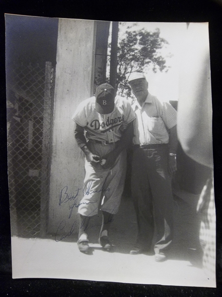 Carl Furillo Autographed 1954 Spring Training Approx. 7-½” x 9-½” Real B & W Photo- SGC Certified