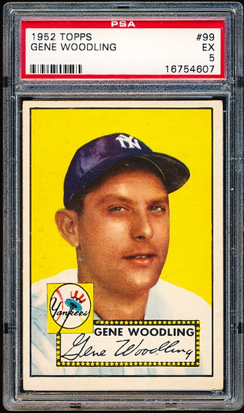 1952 Topps Bb- #99 Gene Woodling, Yankees- PSA Ex 5 