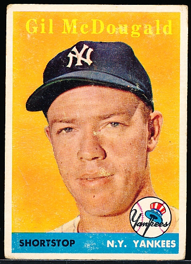 1958 Topps Baseball- #20 Gil McDougald, Yankees- Yellow Letter Variation