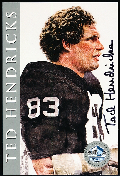 1998 Ron Mix NFL Hall of Fame Art Cards- Platinum Autographed Edition- Ted Hendricks, Raiders