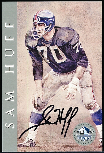 1998 Ron Mix NFL Hall of Fame Art Cards- Platinum Autographed Edition- Sam Huff, Giants