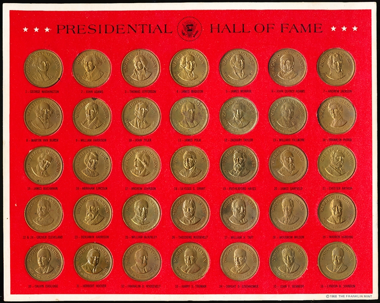 1968 The Franklin Mint- Presidential Hall of Fame Coin Set of 36