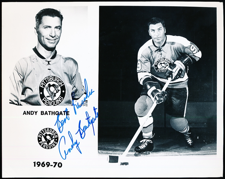 Andy Bathgate Autographed Pittsburgh Penguins 1969-70 B/W 8” x 10” Hockey Photo