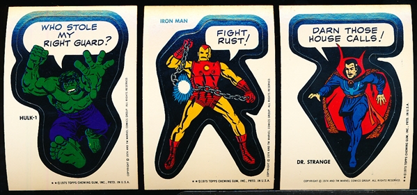 1976 Topps “Marvel Super Heroes Stickers”- 27 Asst/15 Diff.