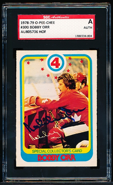 1978-79 O-Pee-Chee #300 Bobby Orr Tribute Card- Autographed- SGC Certified/ Slabbed