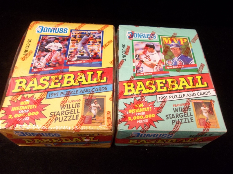 1991 Donruss Baseball- One Unopened Wax Box From Both Series! 