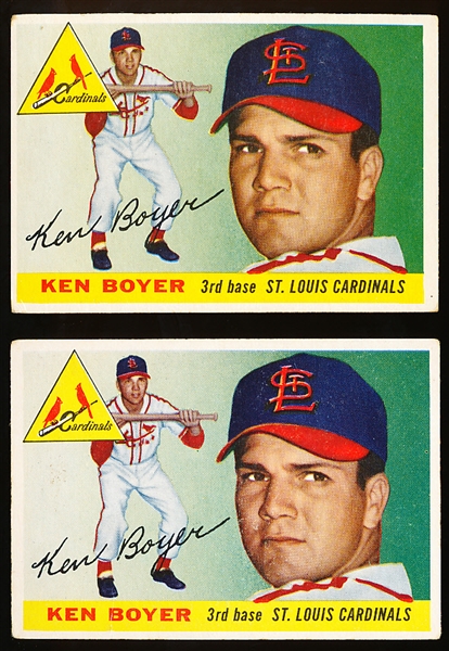 1955 Topps Bb- #125 Ken Boyer, Cardinals- Rookie- 2 Cards