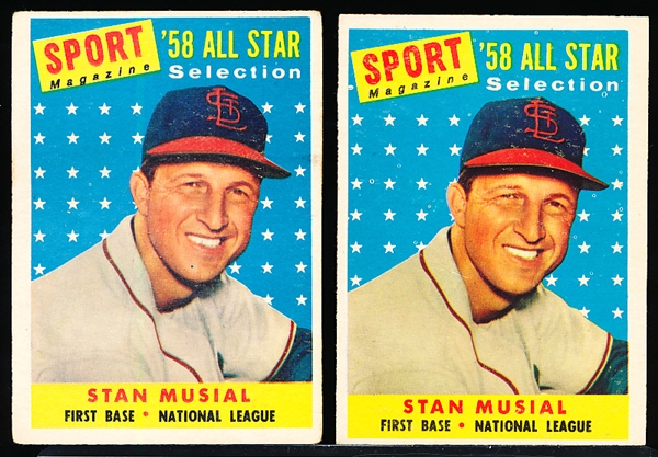 1958 Topps Bb- #476 Stan Musial AS- 2 Cards