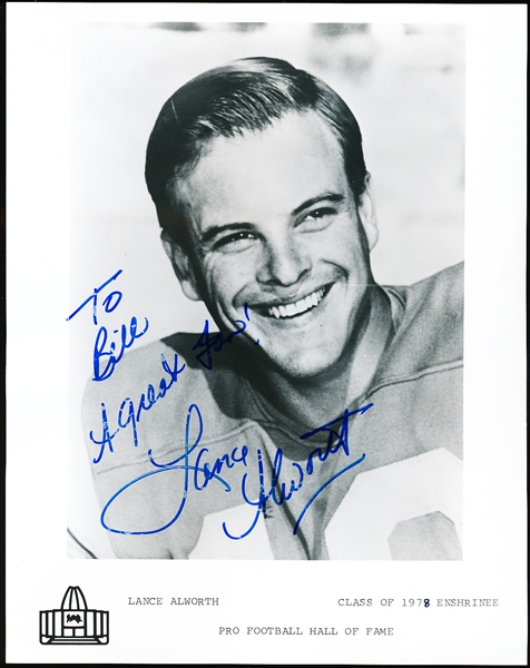 Lance Alworth Autographed Pro Football HOF Enshrinee B/W 8” x 10” Photo