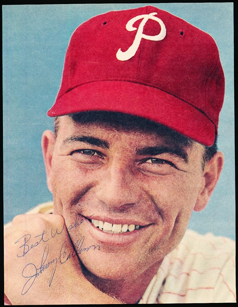 Johnny Callison Autographed Philadelphia Phillies Bsbl. Color 7” x 9” Magazine Photo