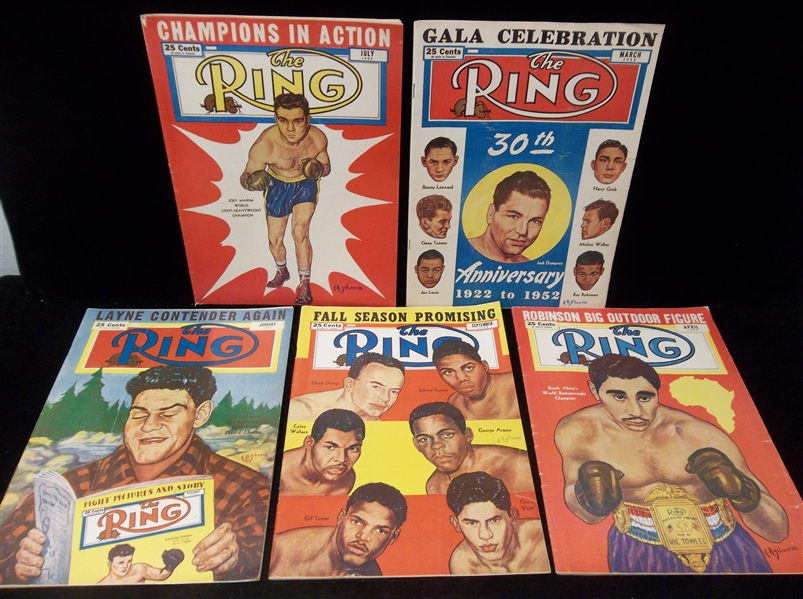 1952 Ring Magazine- 5 Diff. Issues